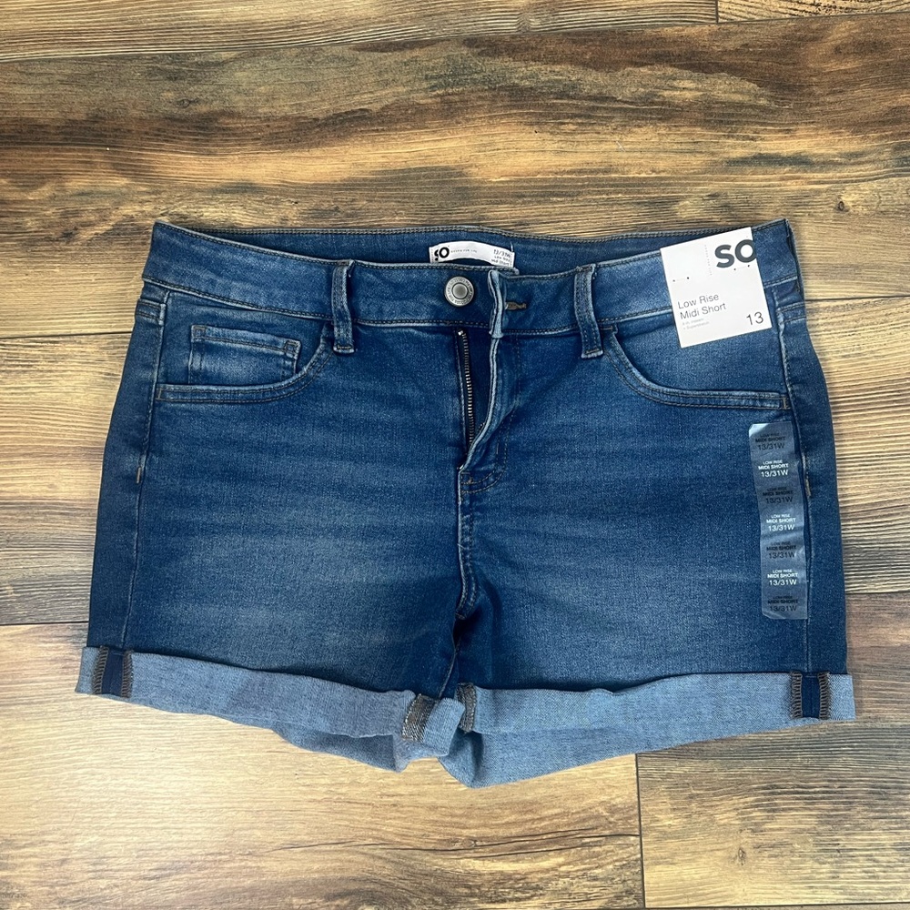 SO low rise midi shorts size 13 jr new‎ 4 inch inseam super stretch